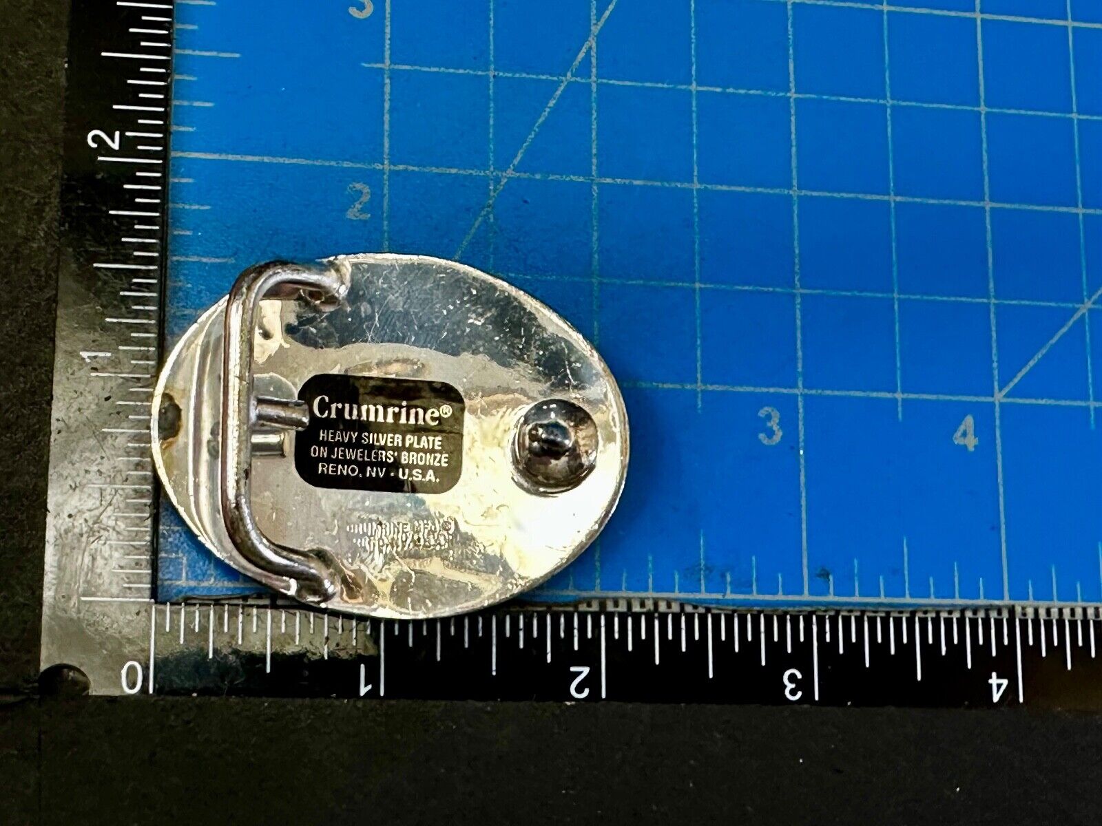 Vintage Crumrine 2" Wide Small Two tone Belt Buckle Engraved Swirl Design