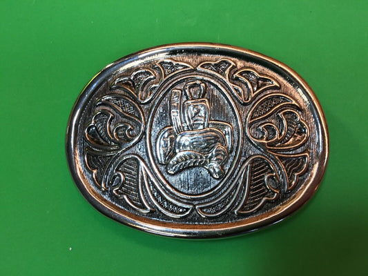 VINTAGE AVON MENS BELT BUCKLE w/ HORSE SADDLE