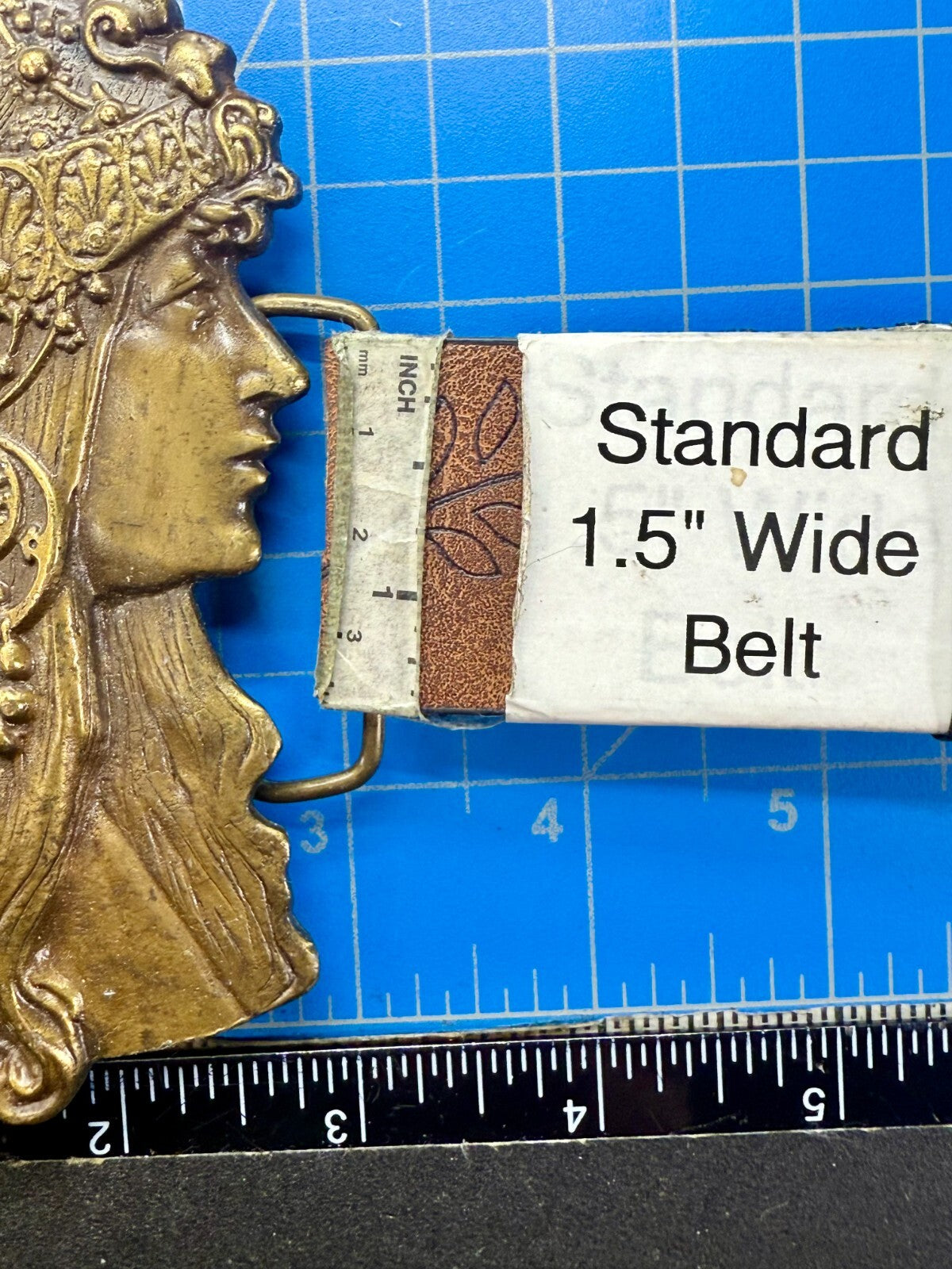 Alphonse Mucha Art Nouveau Boho Hippy Vibe Brass Tone Bergamot Belt Buckle E-60