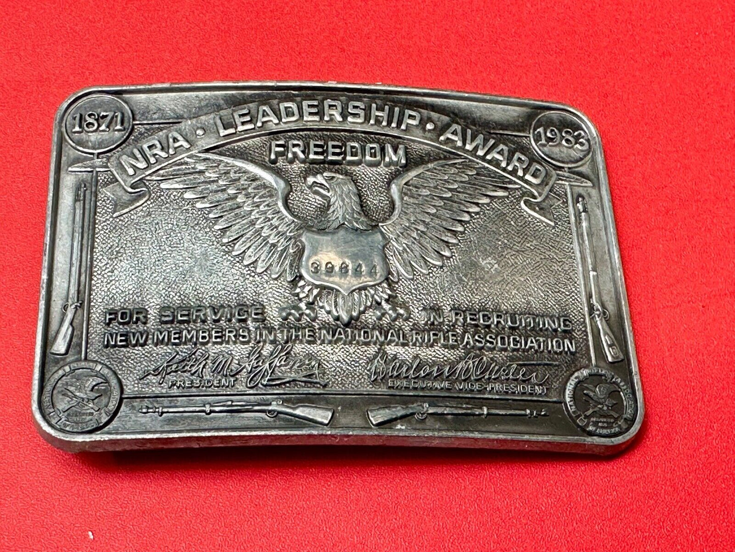 1871-1983 NRA Leadership Award Freedom Numbered Engraved Belt Buckle