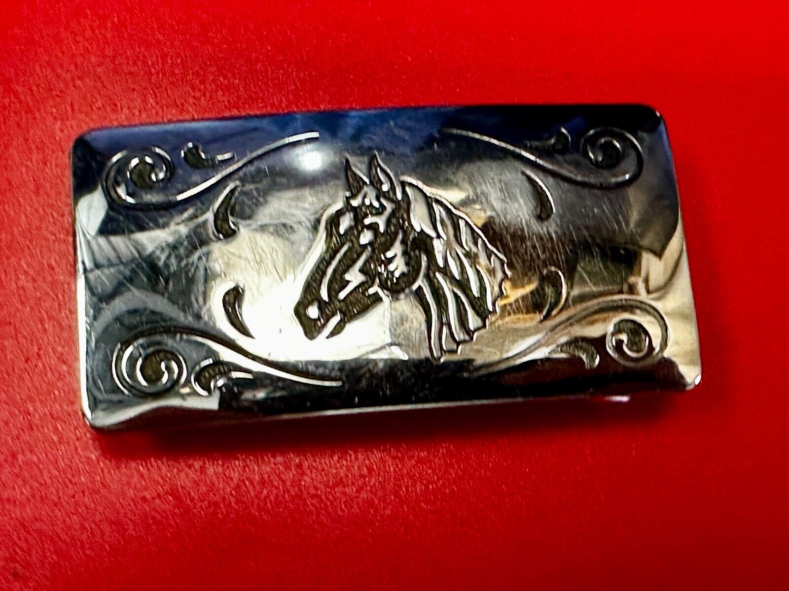 Vintage Horse Head USA Silver Tone  Belt Buckle by Chambers Belt Co