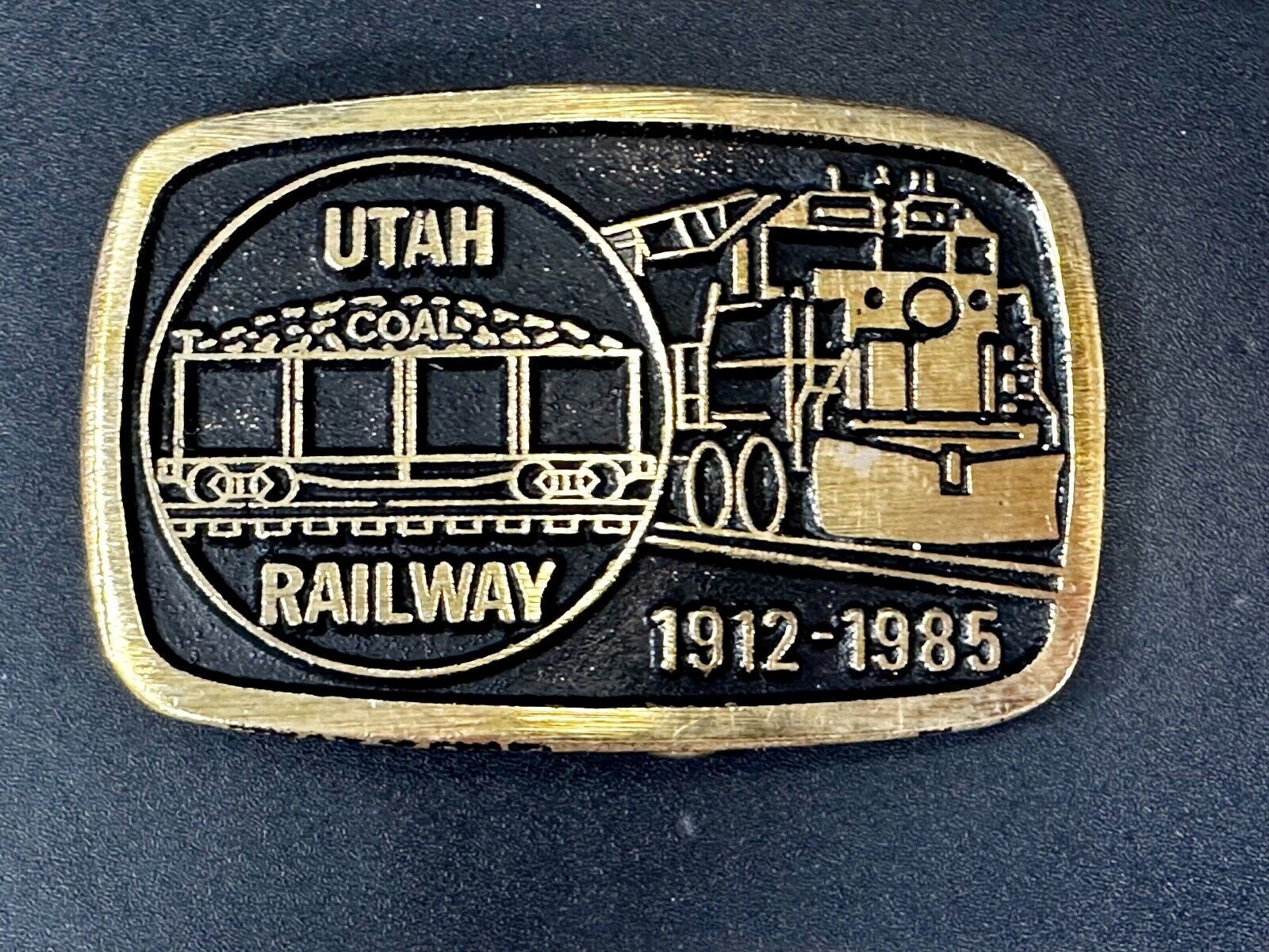 UTAH Railway Train Commemorative Solid Brass VTG 1985 Belt Buckle by DynaBuckle