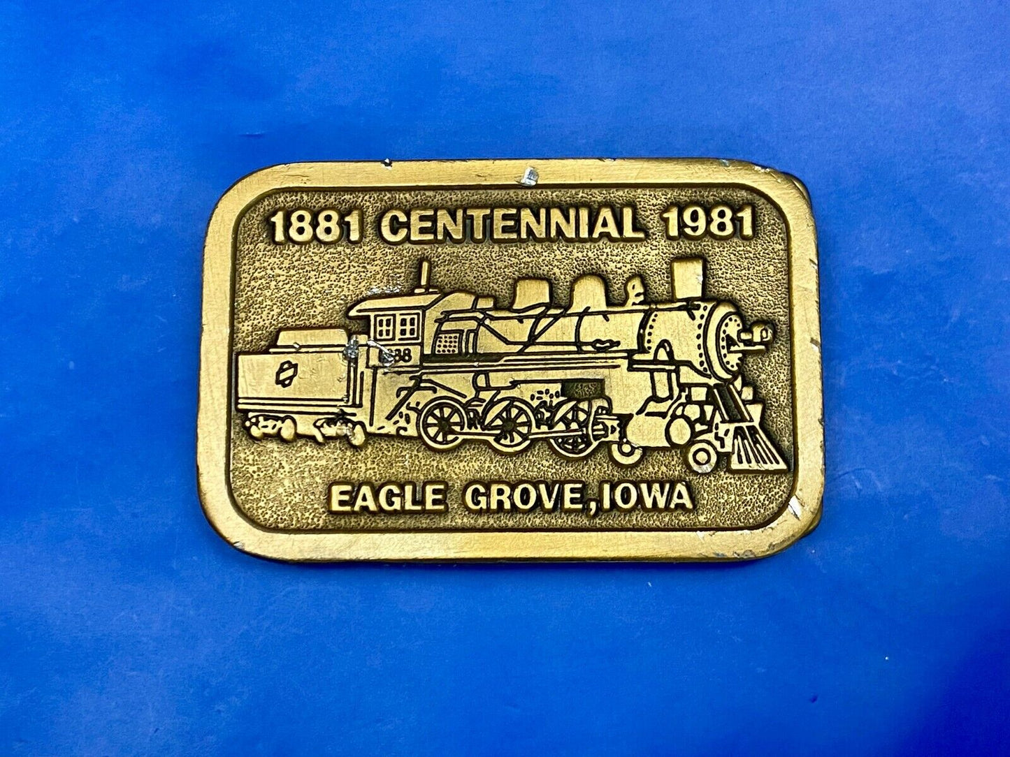 1881 Centennial 1991 Train Eagle Grove Iowa Belt Buckle By Hitline