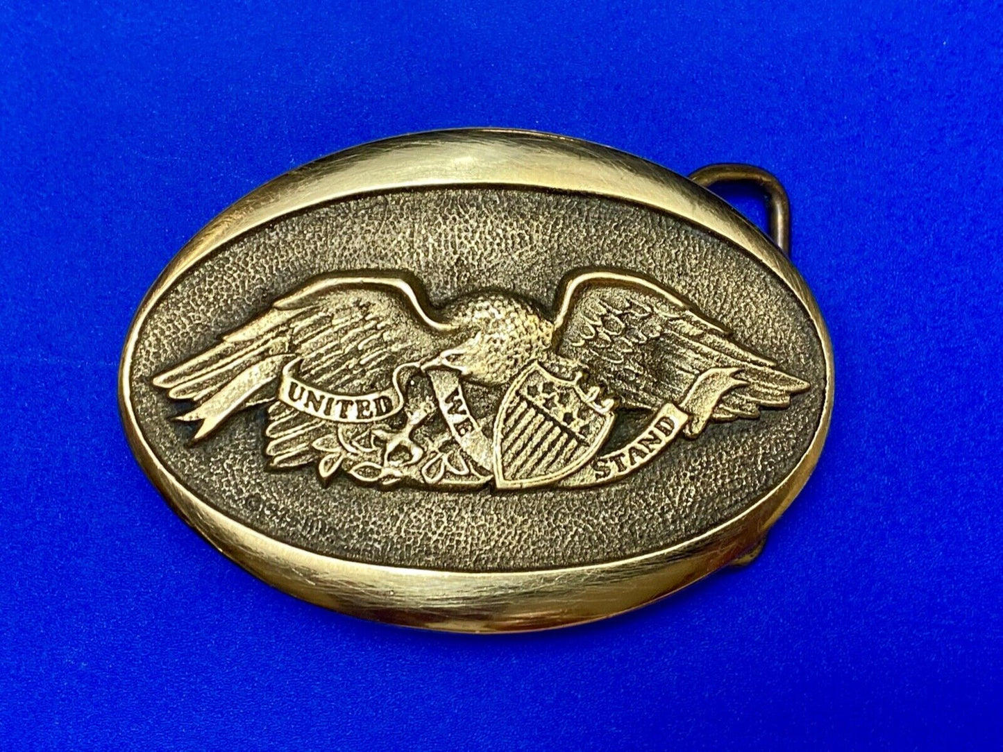 United we Stand - Patriotic American Eagle Solid brass Heritage Mint belt buckle