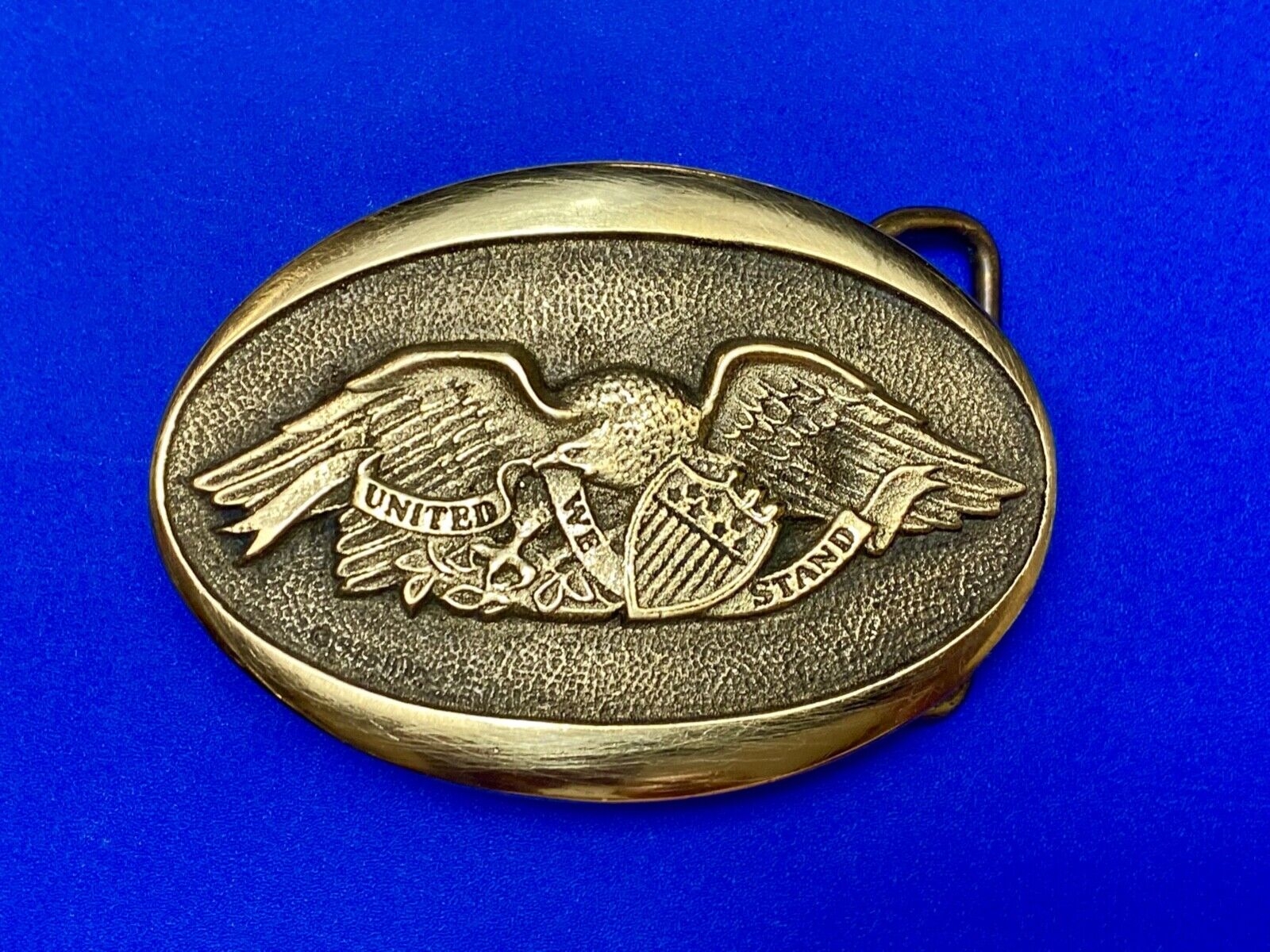 United we Stand - Patriotic American Eagle Solid brass Heritage Mint belt buckle