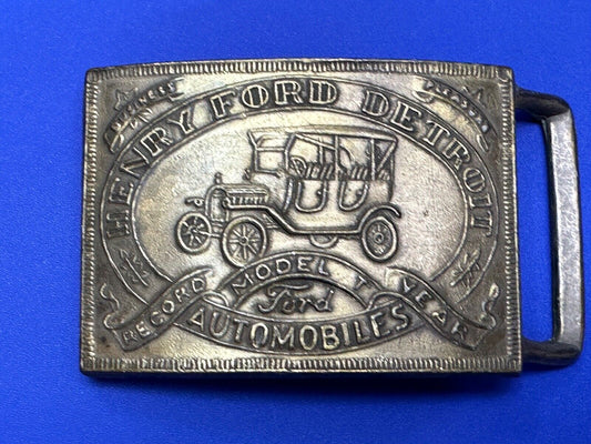 Vintage Henry Ford Detroit Automobiles Model T Car Record Year Belt Buckle
