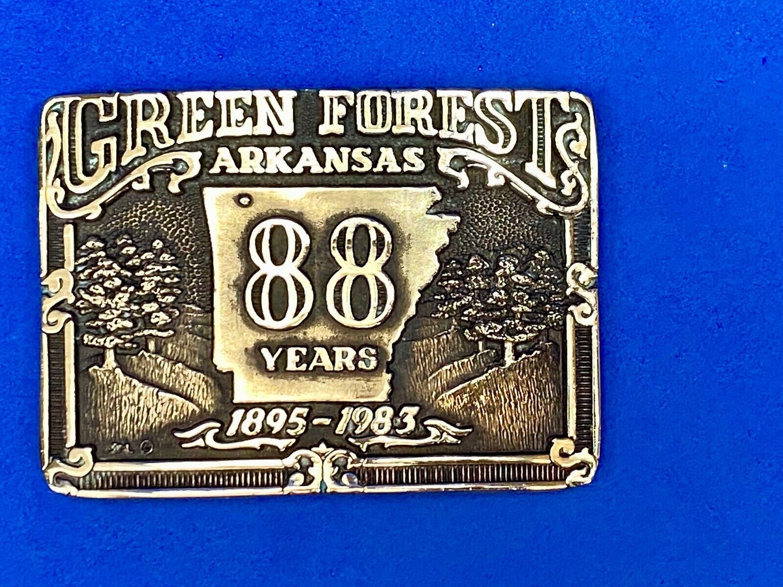 Arkansas green forest 88 year celebration belt buckle limited to 500!  by ADM