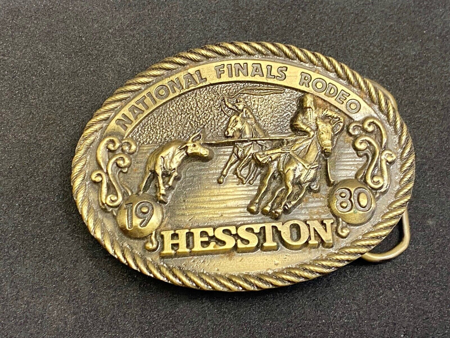 1980 Collectors Nfr National Finals Rodeo Hesston Belt Buckle 