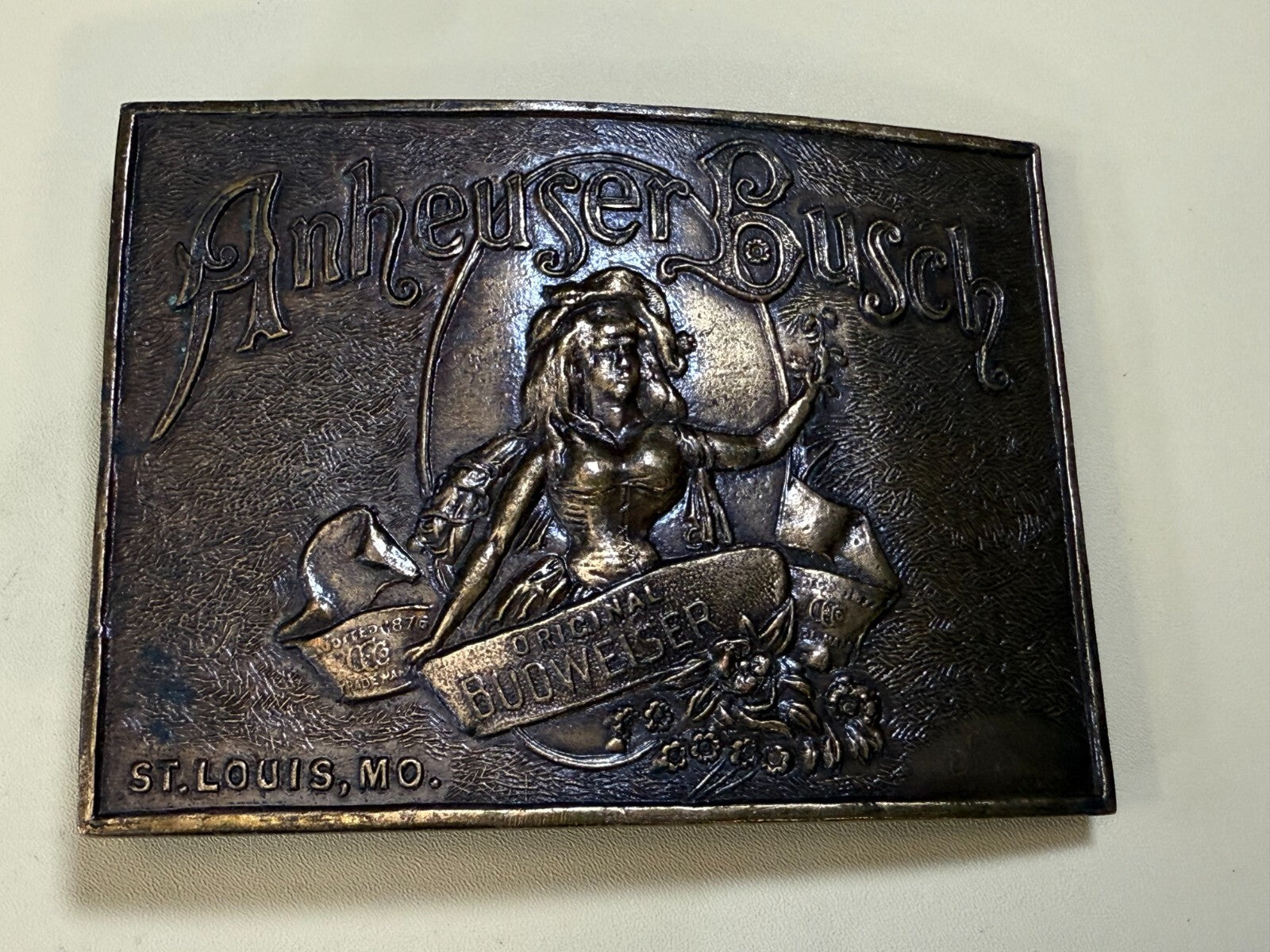 Anheuser Busch Original Budweiser St. Louis Mo. Promo Belt Buckle Bergamot B-168