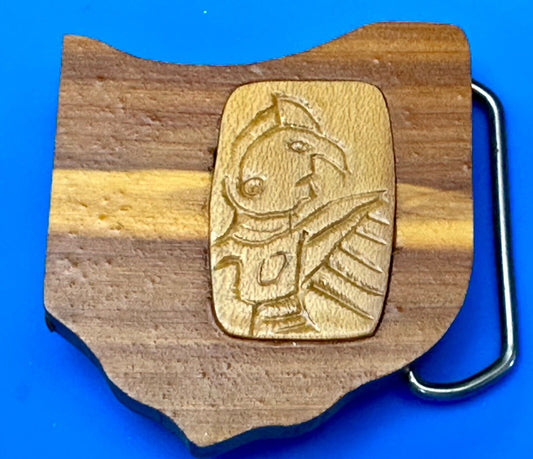 Artisan OHIO state cutout Custom Project wood Belt Buckle Sports fan?
