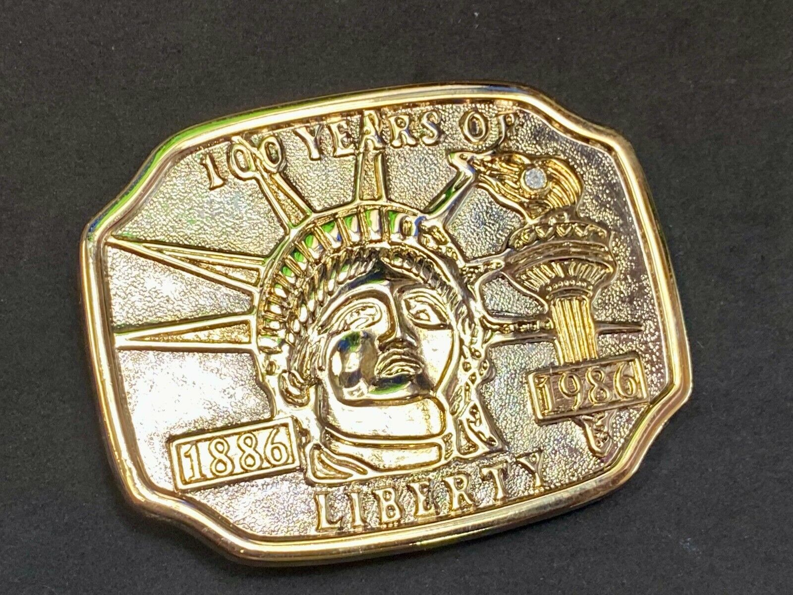 100 Years Of Liberty - Statue Usa Commemorative Gold & Silver Tone Belt Buckle