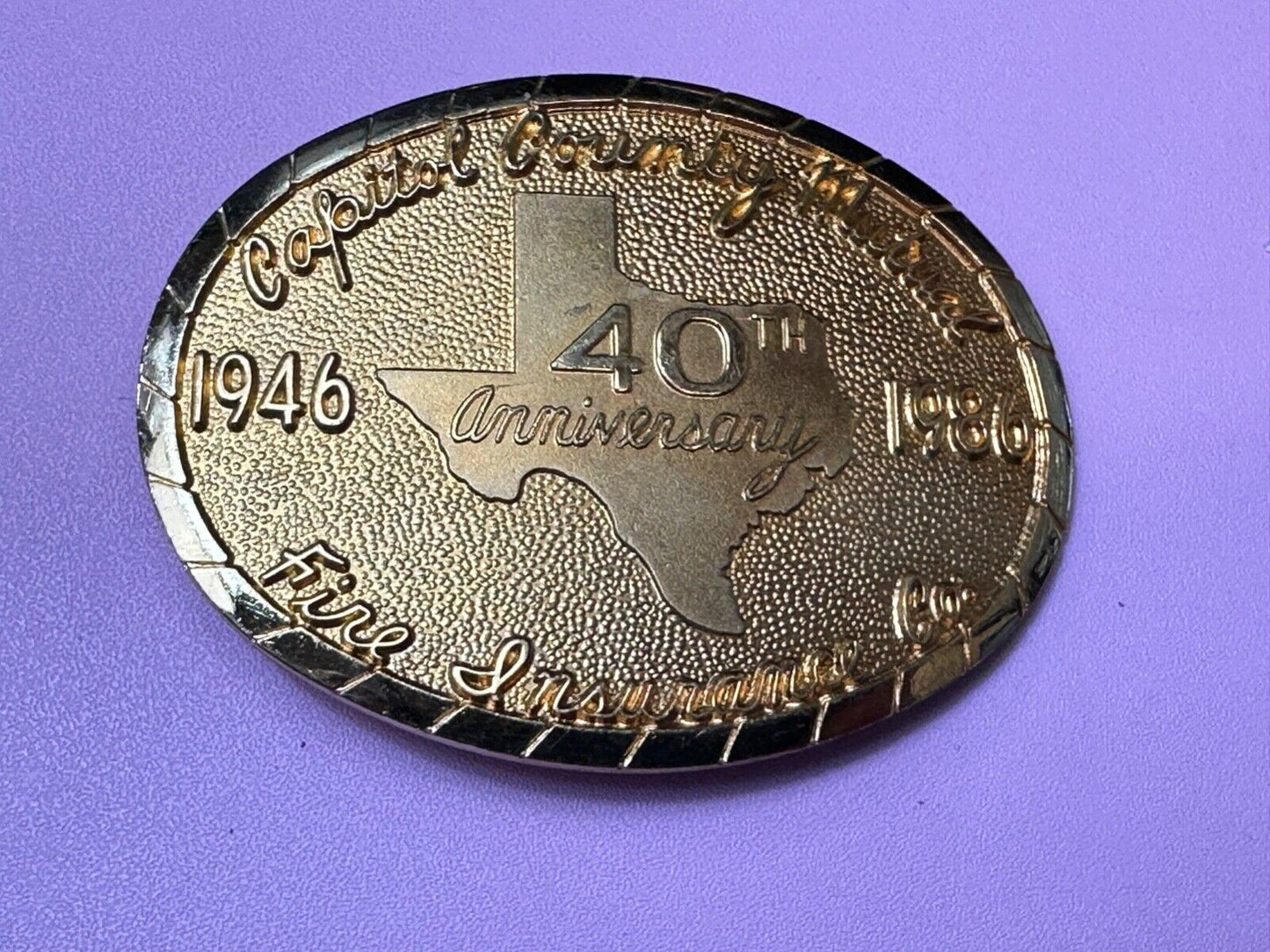 80's Texas  - capitol county mutual - Fire Insurance Company Balfour belt buckle