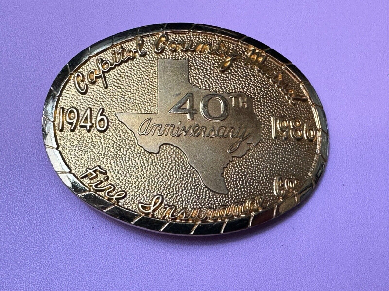 80's Texas  - capitol county mutual - Fire Insurance Company Balfour belt buckle