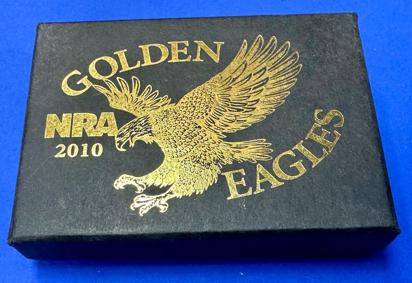 2013 NRA National Rifle Association Golden Eagle belt buckle in box with COA