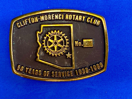 Vintage Clifton Morenci Rotary Club 50 years of service celebration belt buckle 