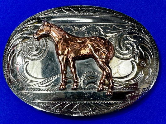 Vintage Horse Trophy With blank Award Nickel Silver Belt Buckle by BELL