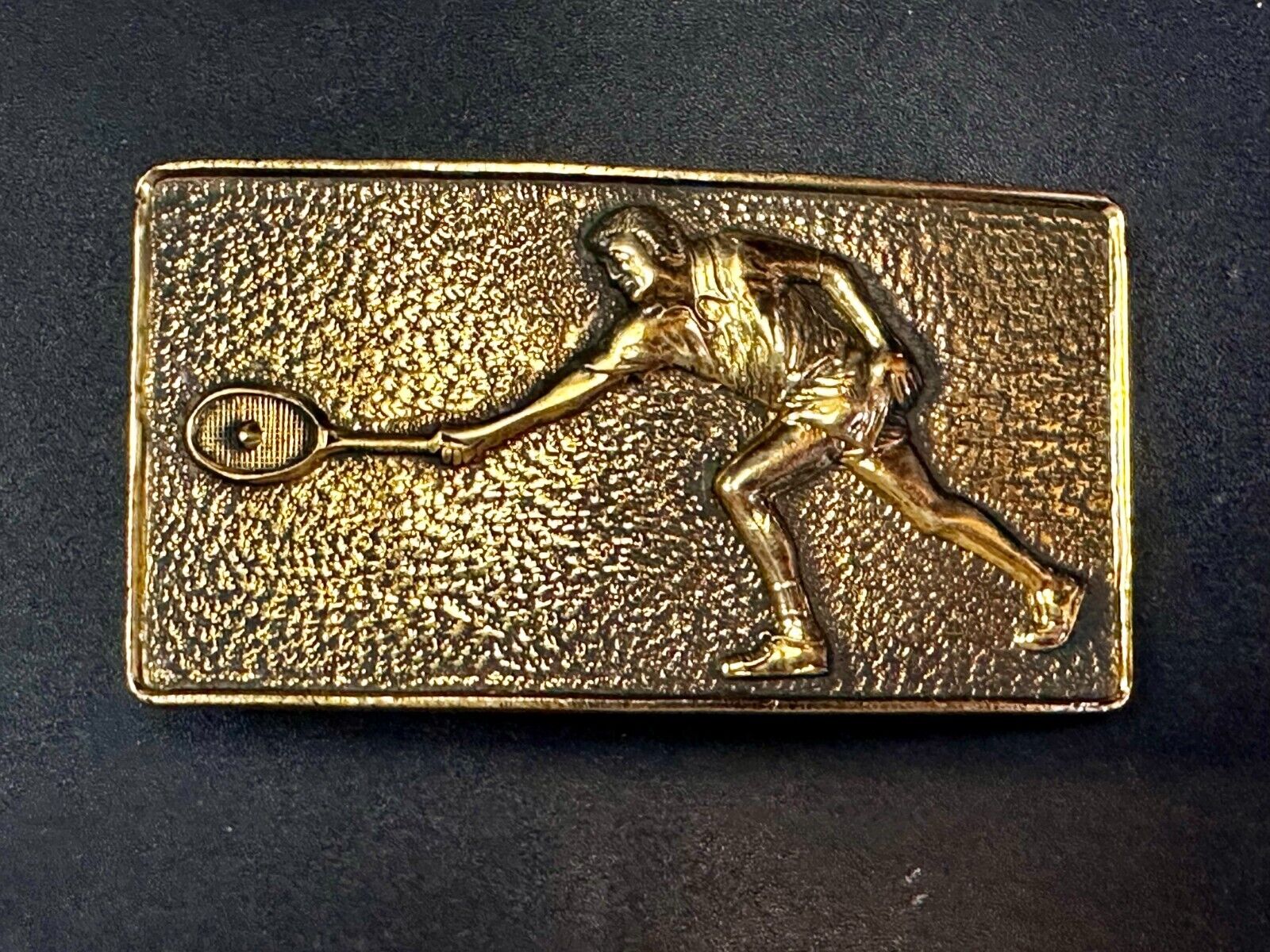 Tennis Player Men Solid Brass Vtg 1978 Belt Buckle by Baron Buckles Taiwan 8007