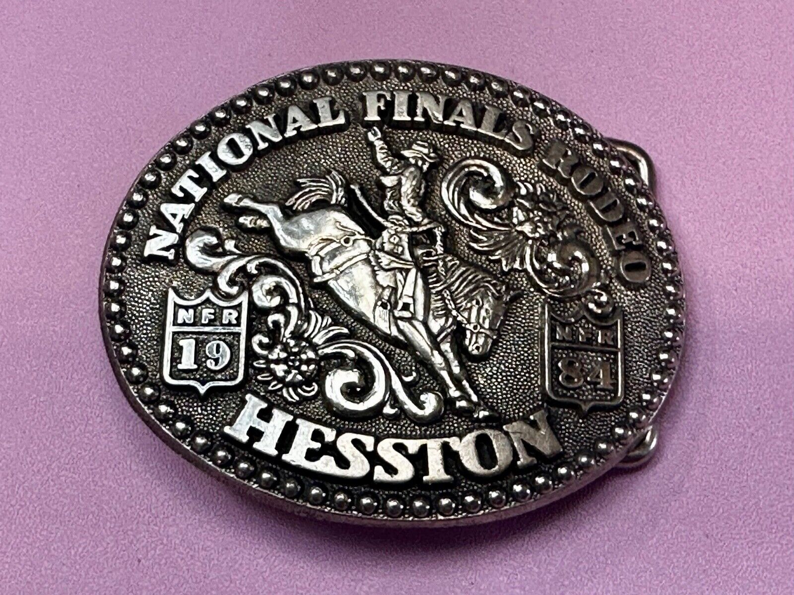 1984 Youth Hesston National Finals Rodeo NFR Collectors Rodeo Cowboy Belt Buckle