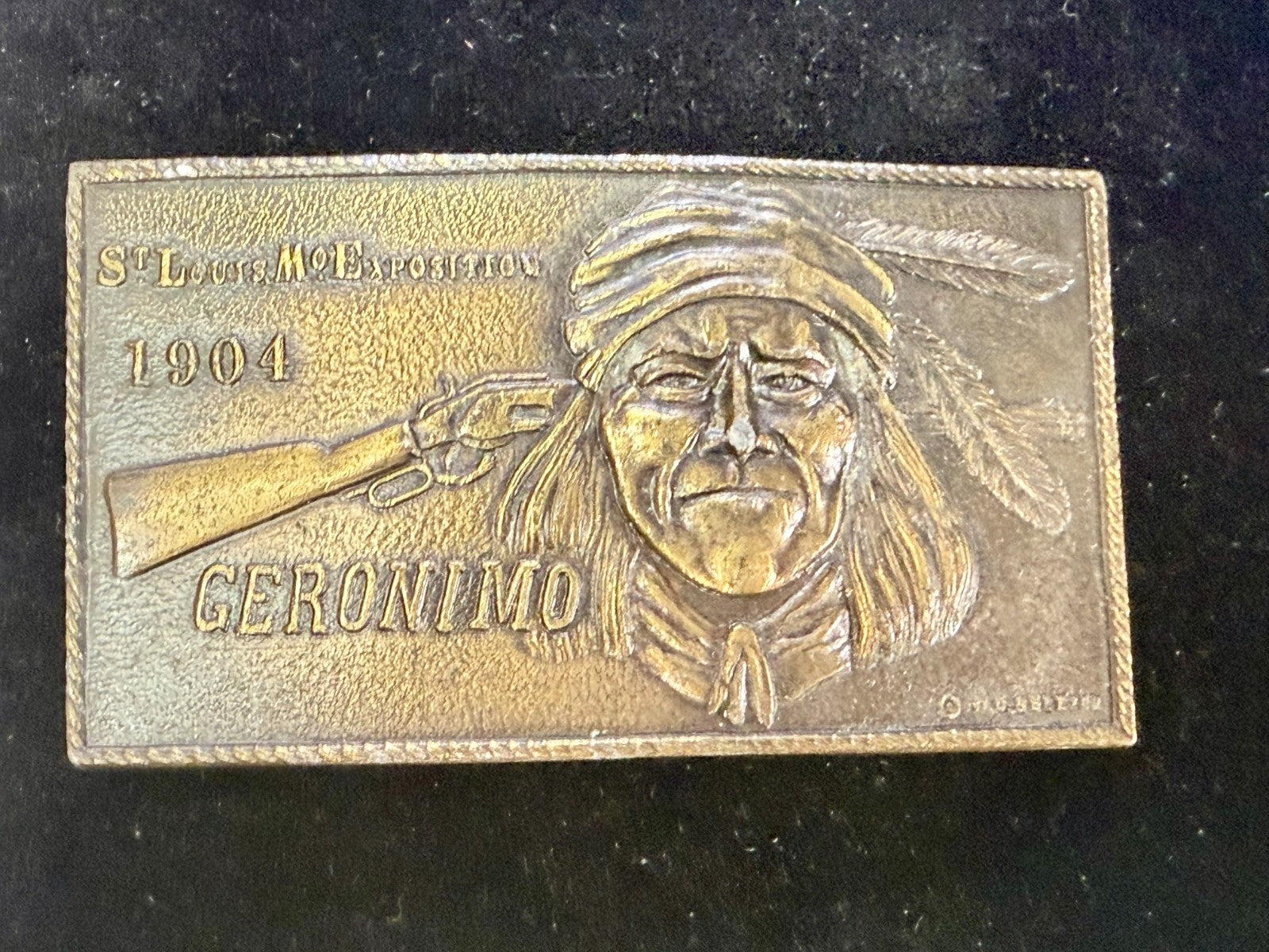 1904 St. Louis Exposition GERONIMO Native American Indian Bergamot Belt Buckle