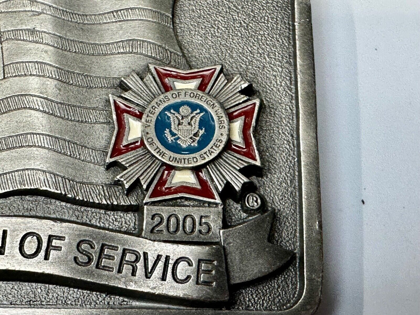 Veterans of foreign wars Celebration of Service Vintage Belt Buckle  1899 - 2005