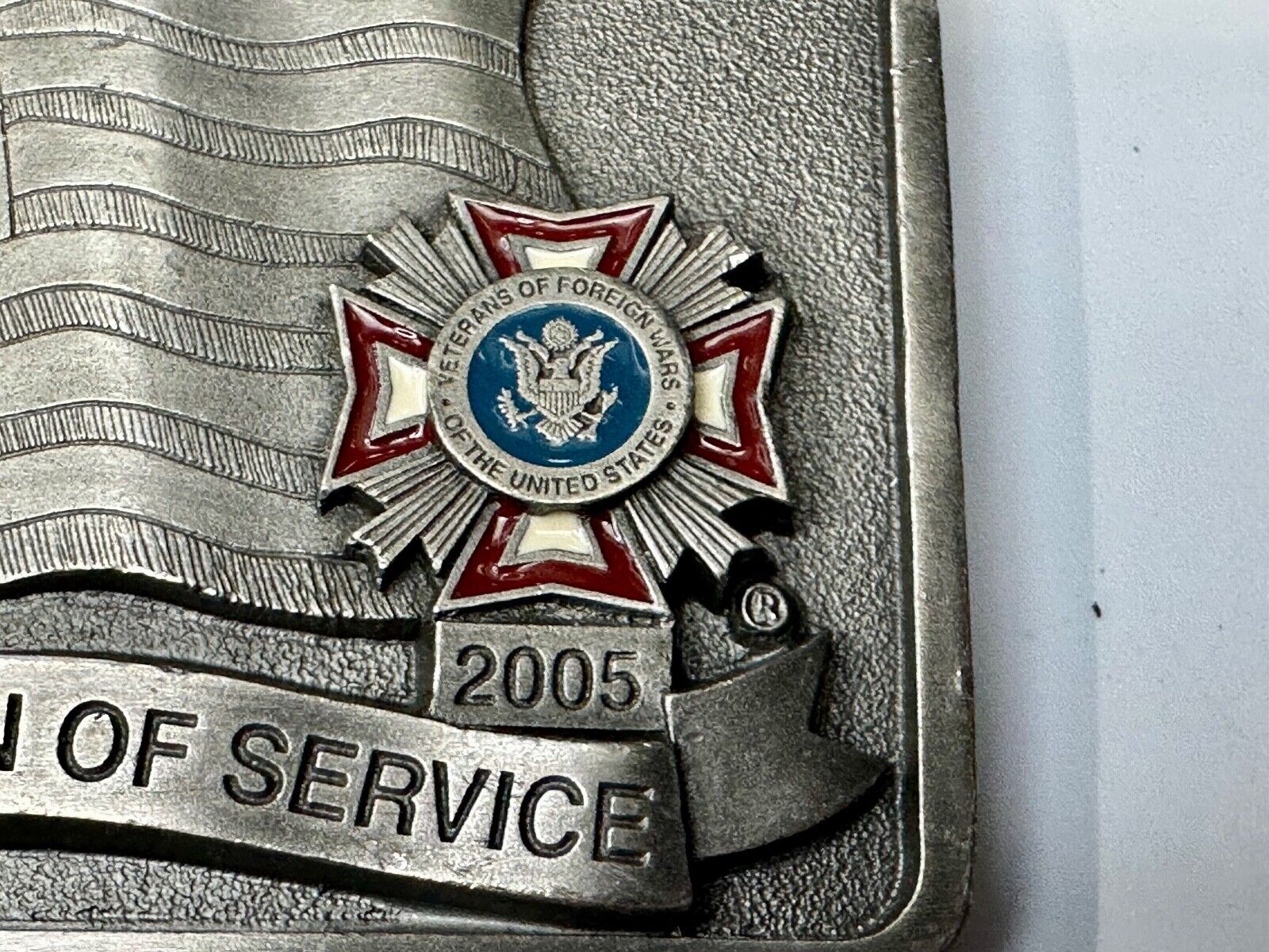 Veterans of foreign wars Celebration of Service Vintage Belt Buckle  1899 - 2005