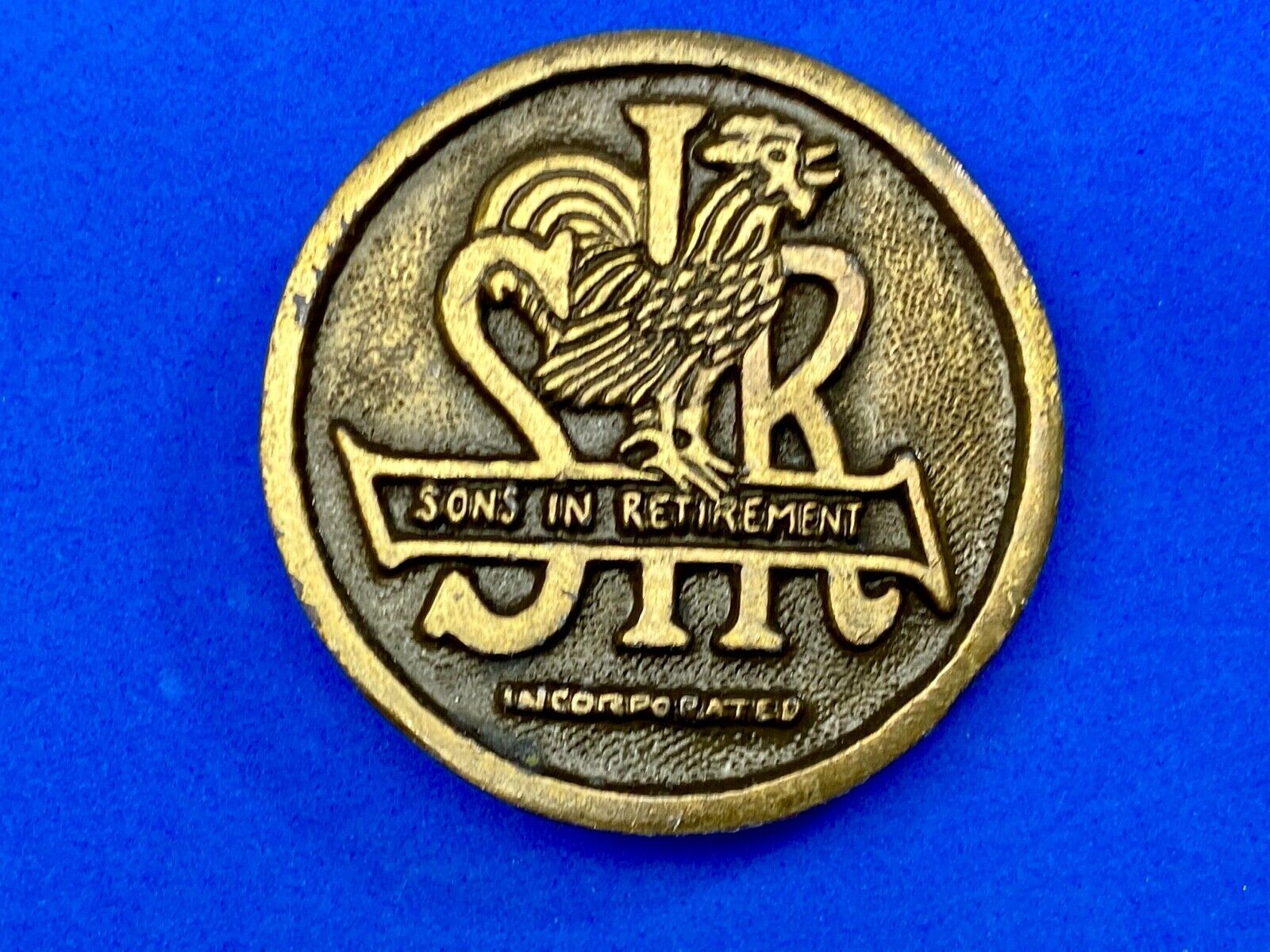 Vintage California SIR - Sons in Retirement round logo belt buckle 