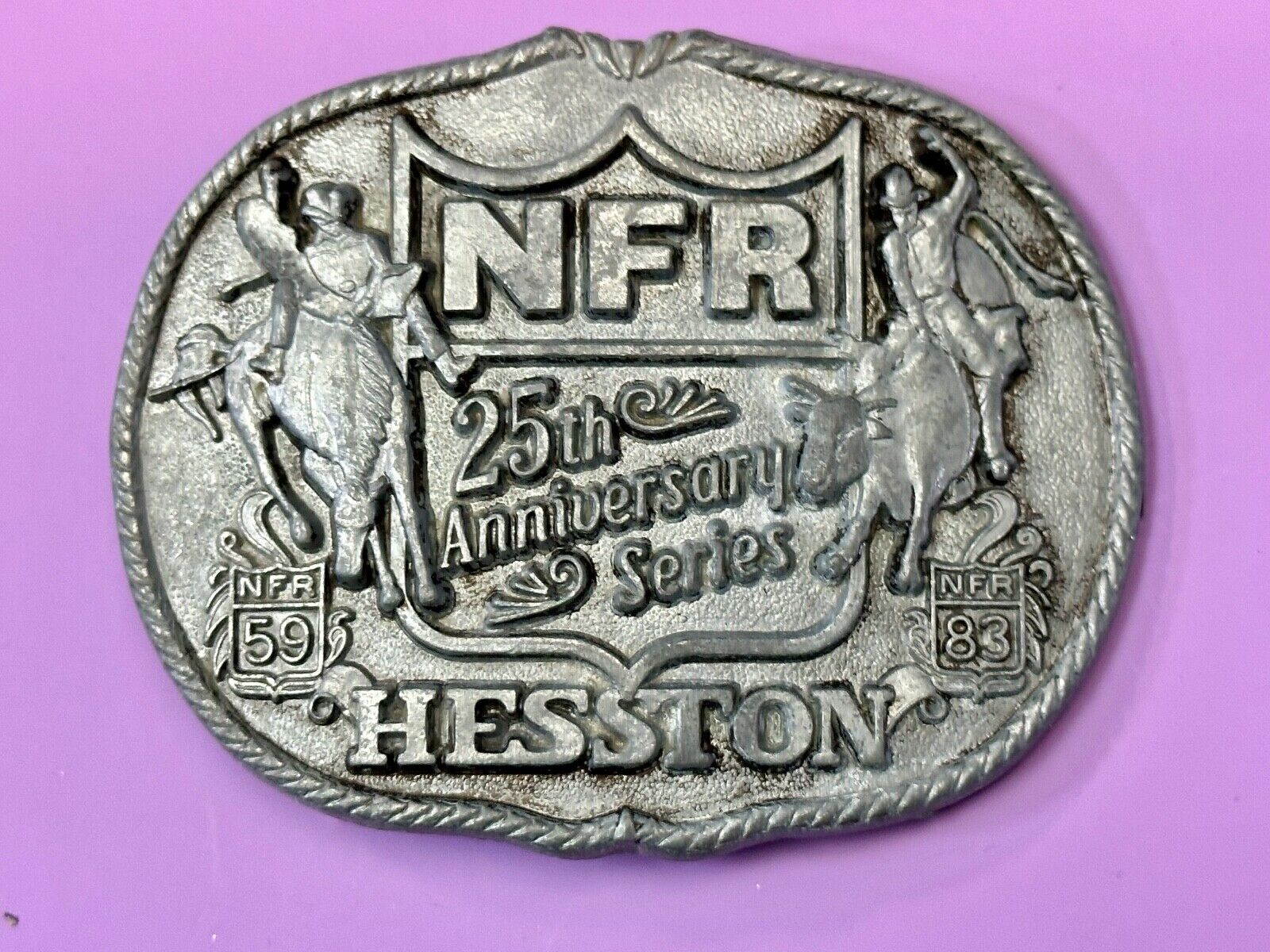 1983 Hesston National Finals Rodeo 25th Anniversary Adult Collectors Belt Buckle