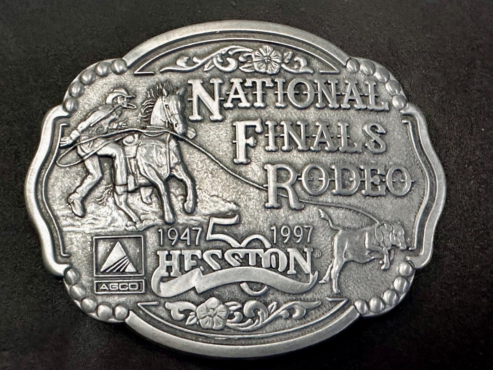 1997 ADM Hesston NFR National Finals Rodeo Cowboys Western Belt Buckle