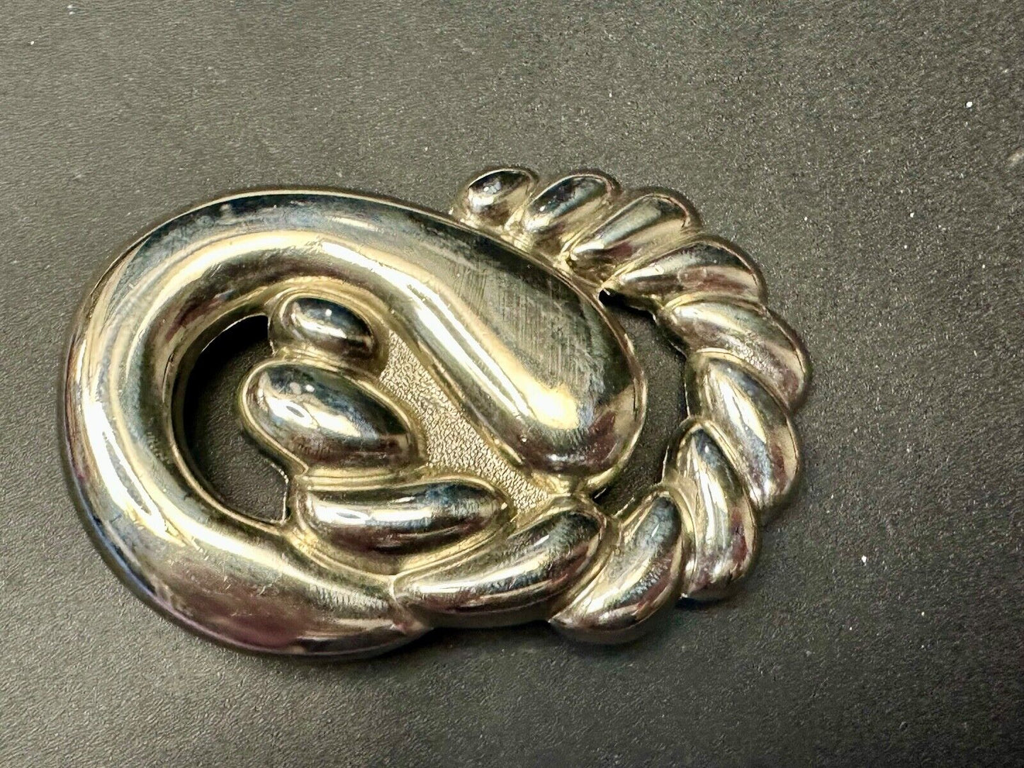 Abstract Infinity Loop Hippie Boho Silver Tone Vintage Belt Scarf Slide Buckle