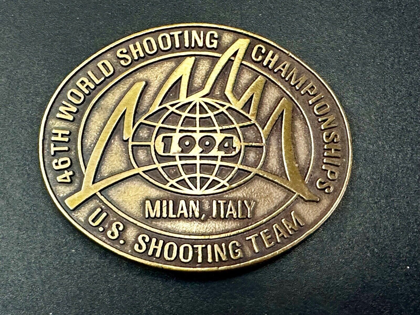 46TH World US Shooting Championship 1994 Milan Italy Commemorative Belt Buckle