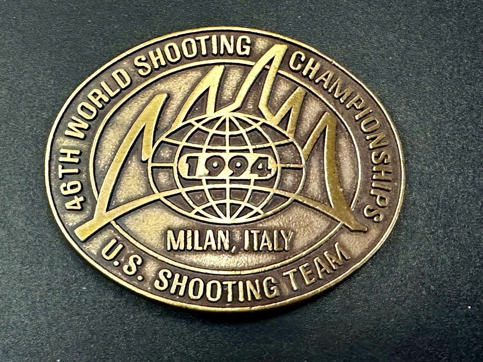 46TH World US Shooting Championship 1994 Milan Italy Commemorative Belt Buckle