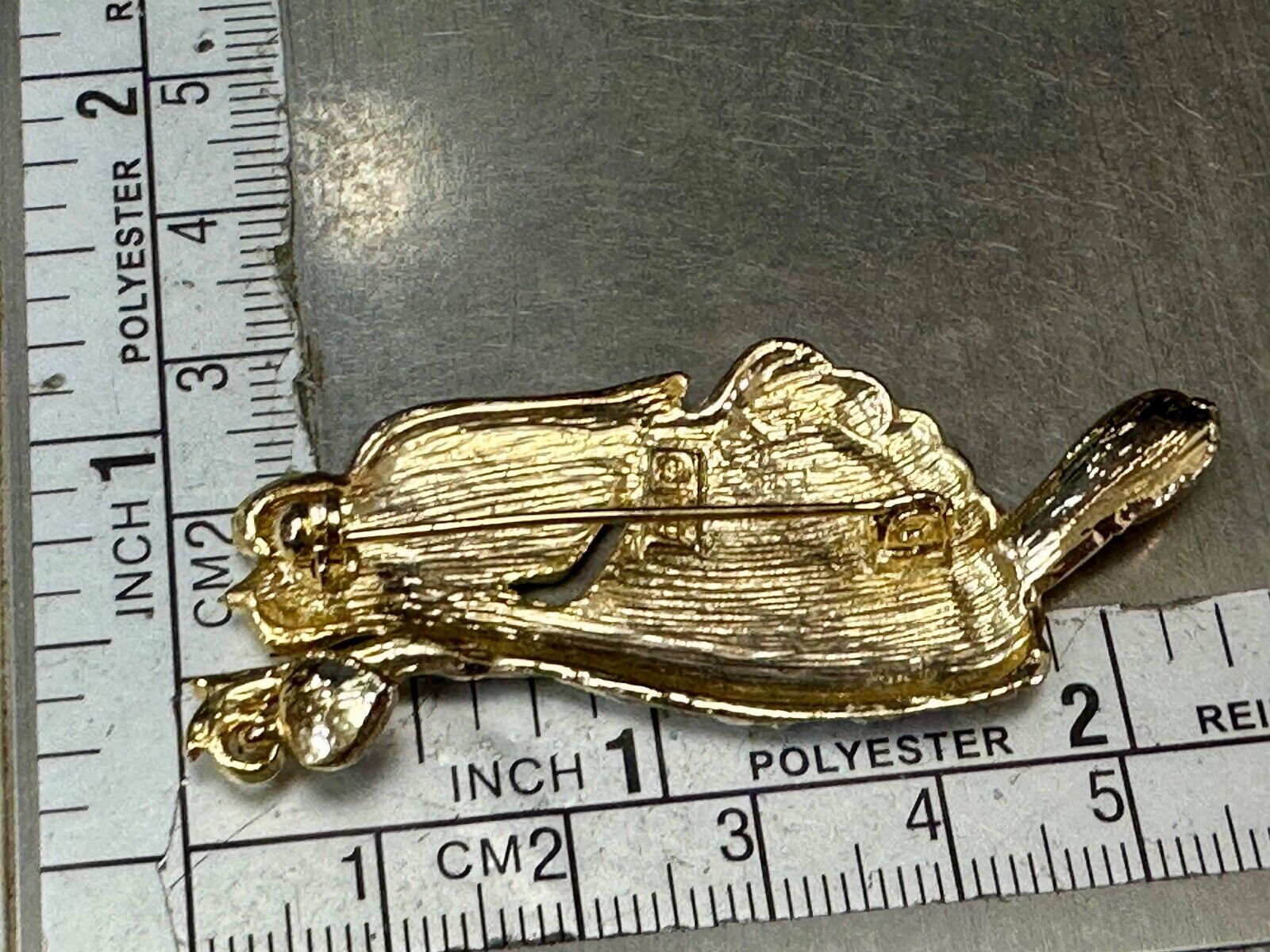 AAI vintage two tone rhinestone accented Holliday angel brooch pin
