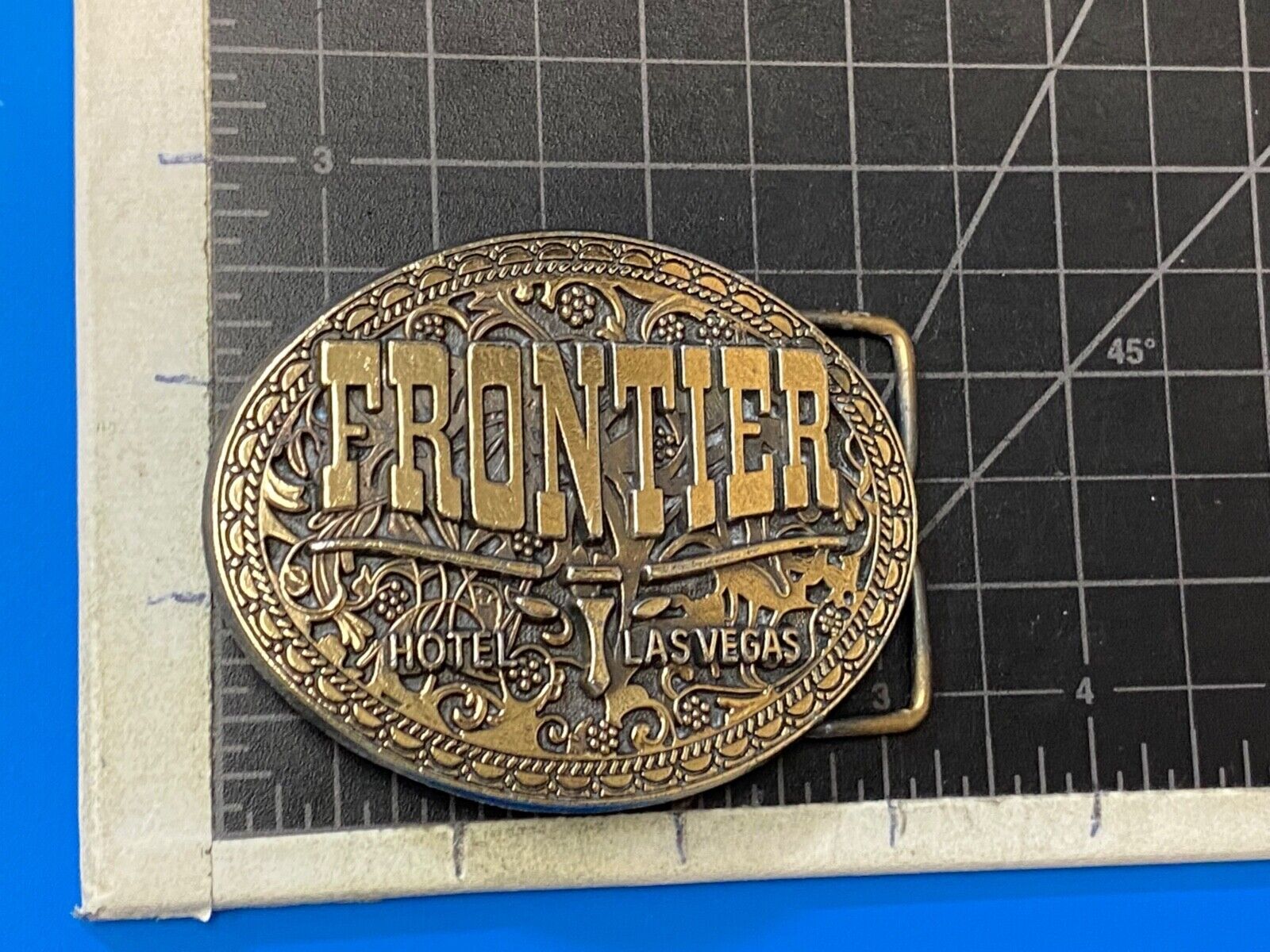 Vintage Frontier Hotel Old Las Vegas Belt Buckle Casino Nevada Western Longhorn