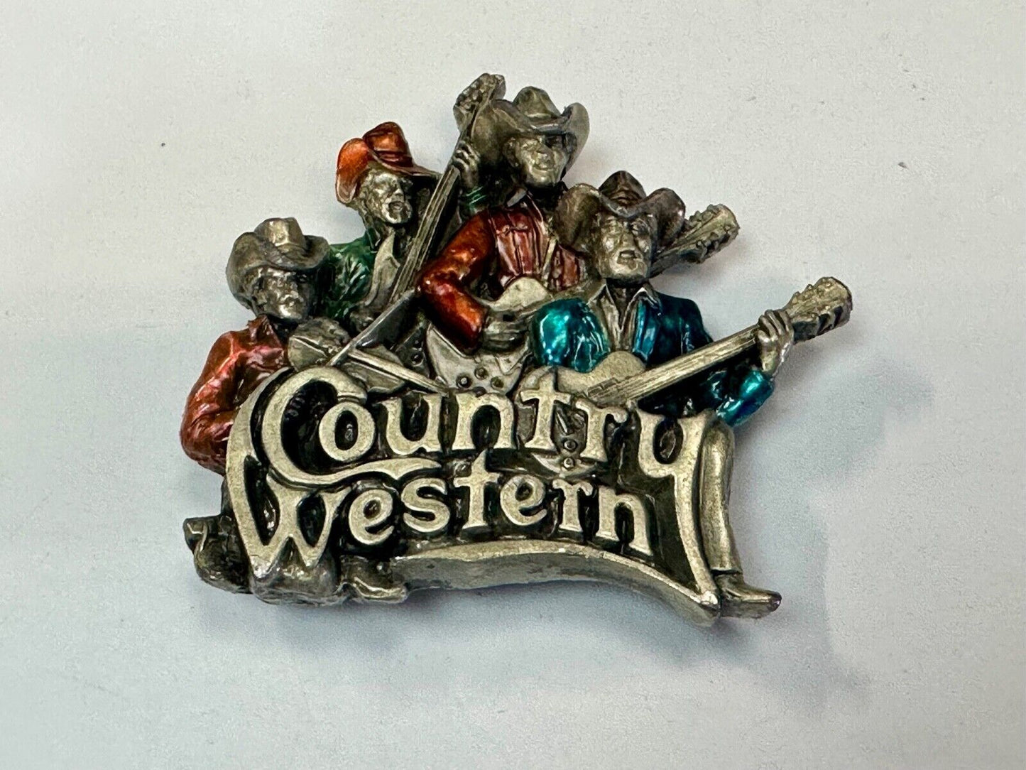 Vintage 1981 Enamel Country & Western Bergamot Brassworks Belt Buckle T-96
