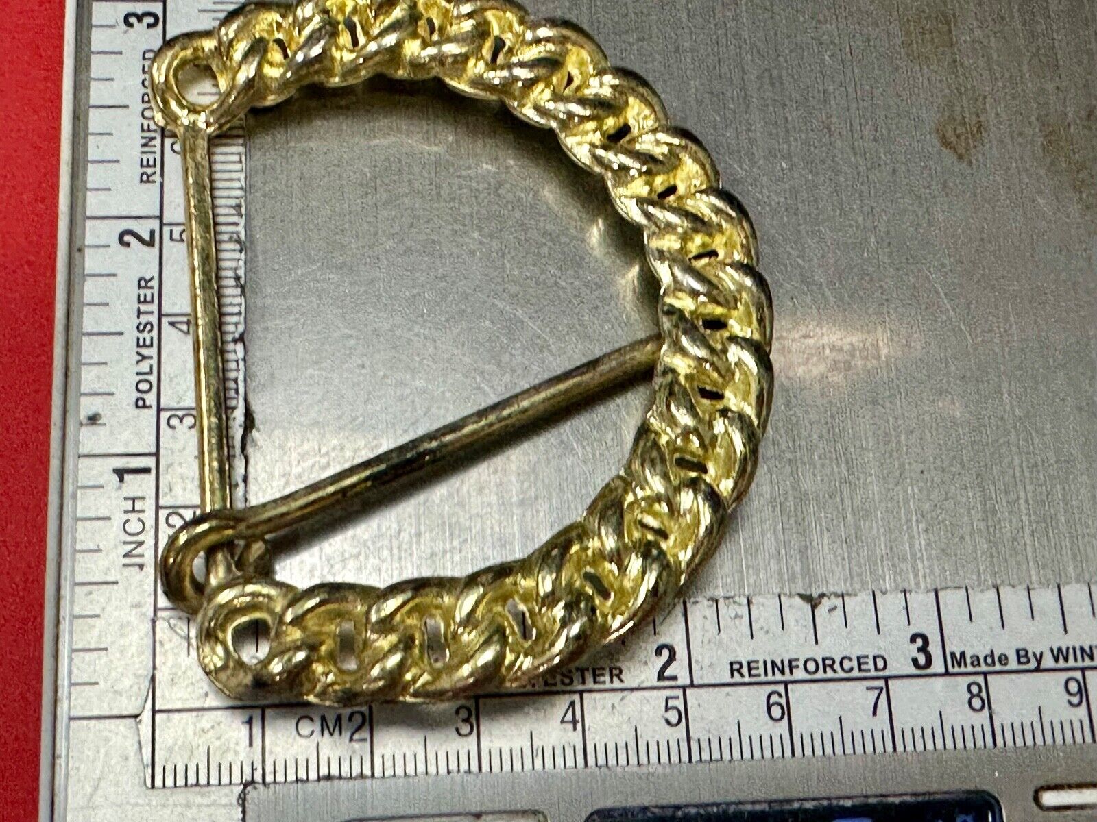 Vintage gold tone spiral or rope knot loop pattern replacement belt buckle