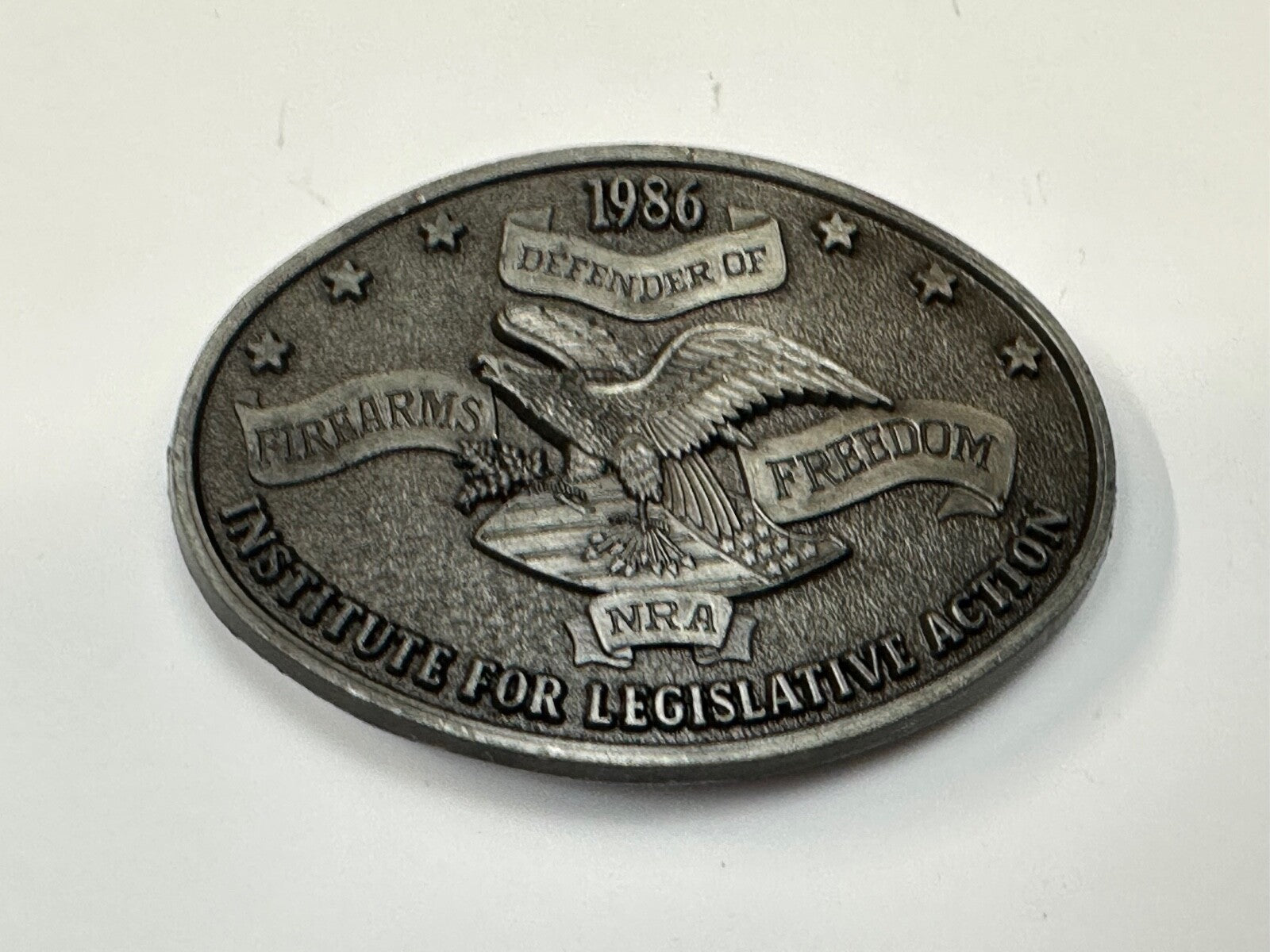  1986 NRA National Rifle Association Firearms Freedom Vintage ILA belt buckle
