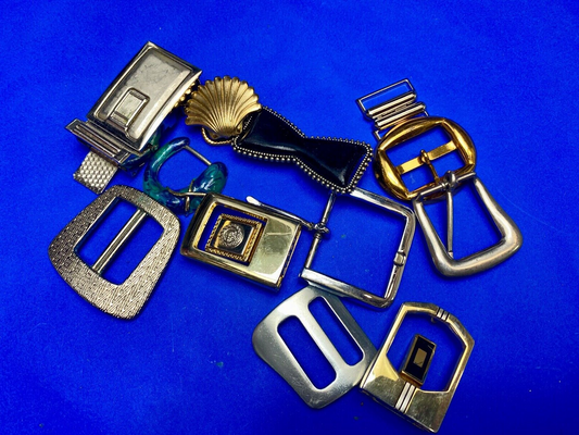 Vintage lot of mixed metal and color's belt buckle for resale, gifts to wear!