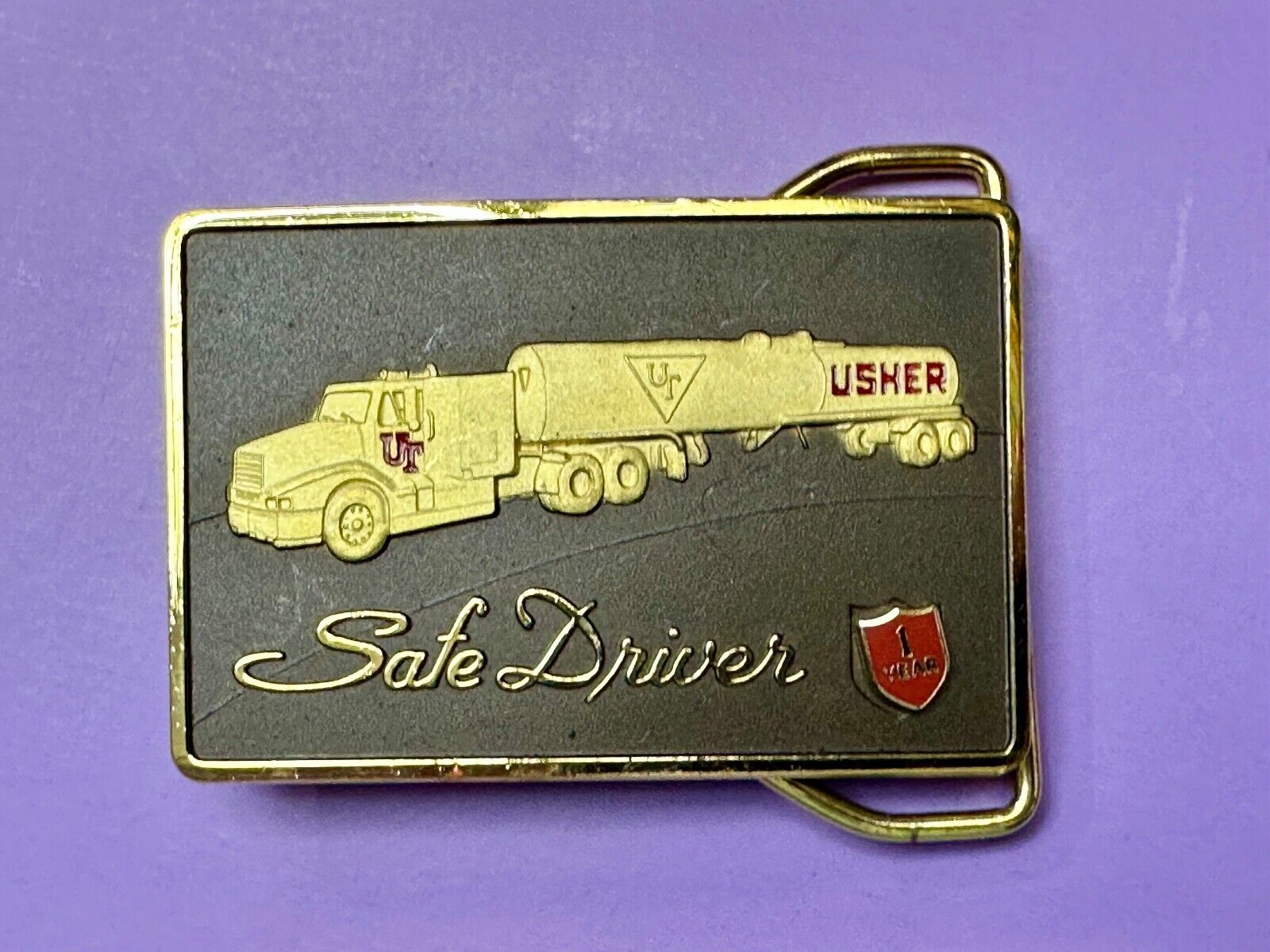 UT Usher Transportation Semi Drivers 1 year pin safety award Belt Buckle