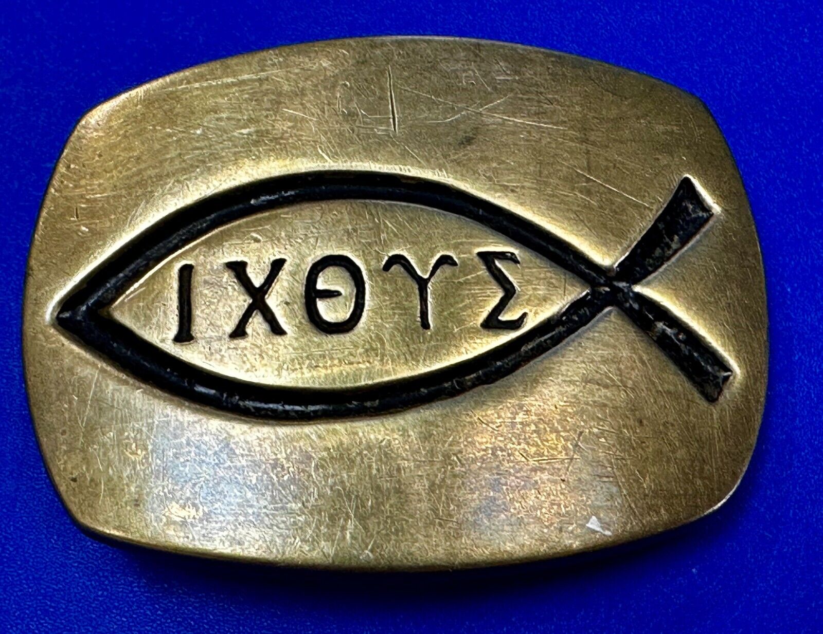 IXOYE Jesus Christ Savior Fish Christian Religious Symbol Brass Belt B ...