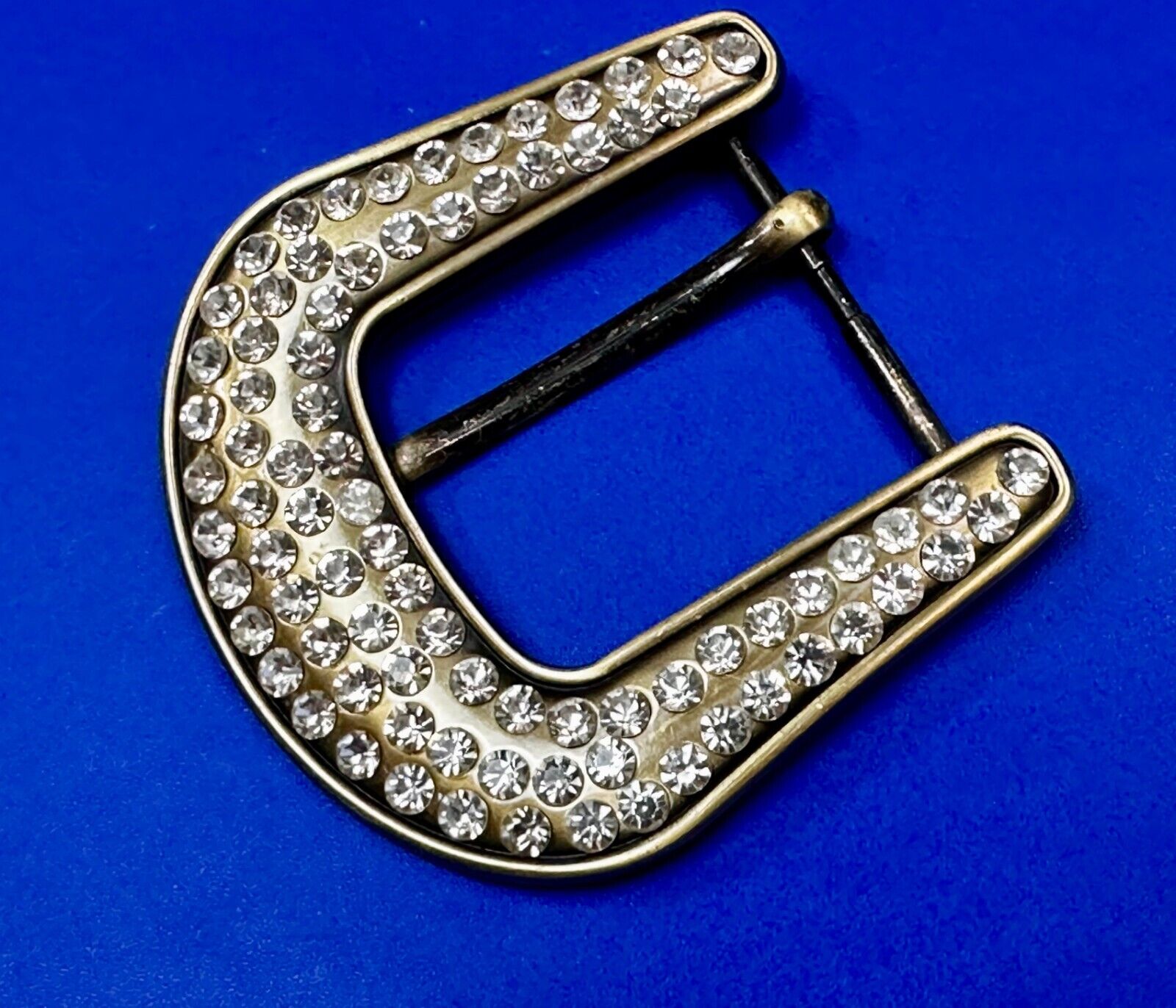 5 Lot Large Rhinestone Covered Ranger Style Gold Color NOS Western Belt Buckle
