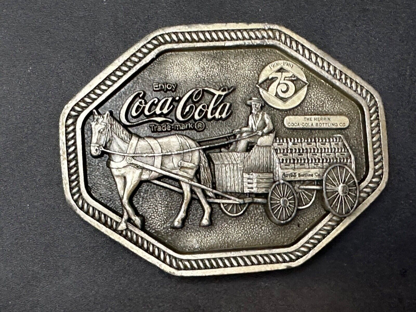 Vintage 1980 Coke a cola Belt Buckle Markatron Inc