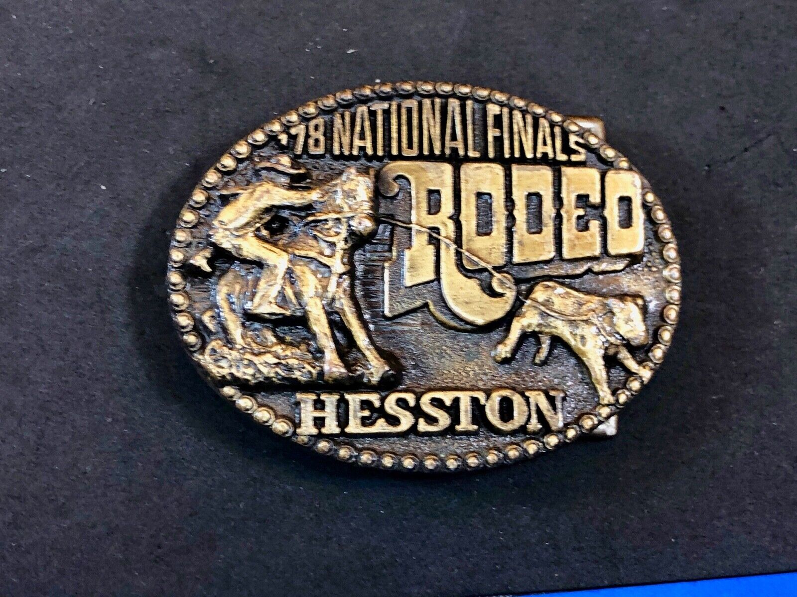 1978 NFR Rodeo Hesston Fourth edition belt buckle - 5th network telecast from Ok