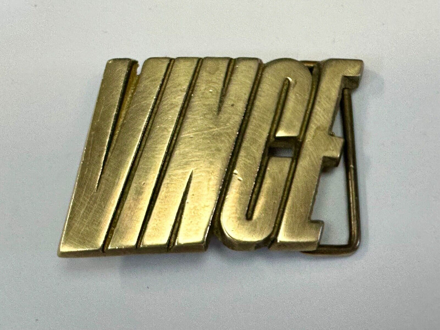 VINCE  custom name cutout block letter solid brass belt buckle by Baron Buckles