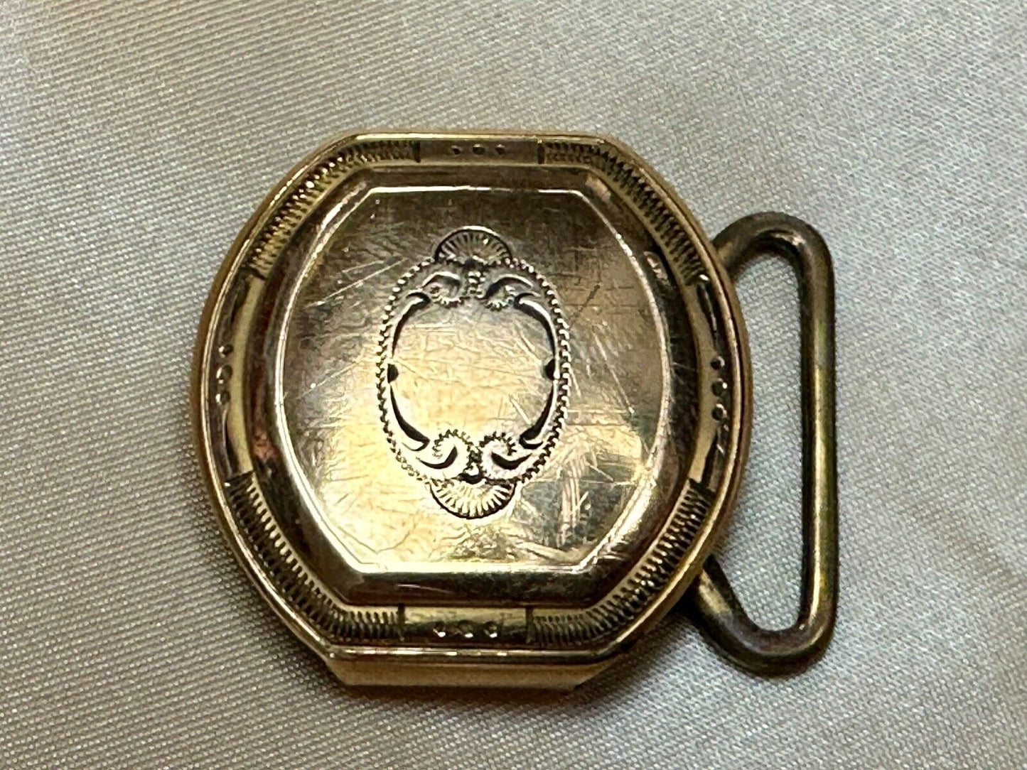 Art Deco gold filled 1/20 over plate Belt Buckle ready to engrave initial letter
