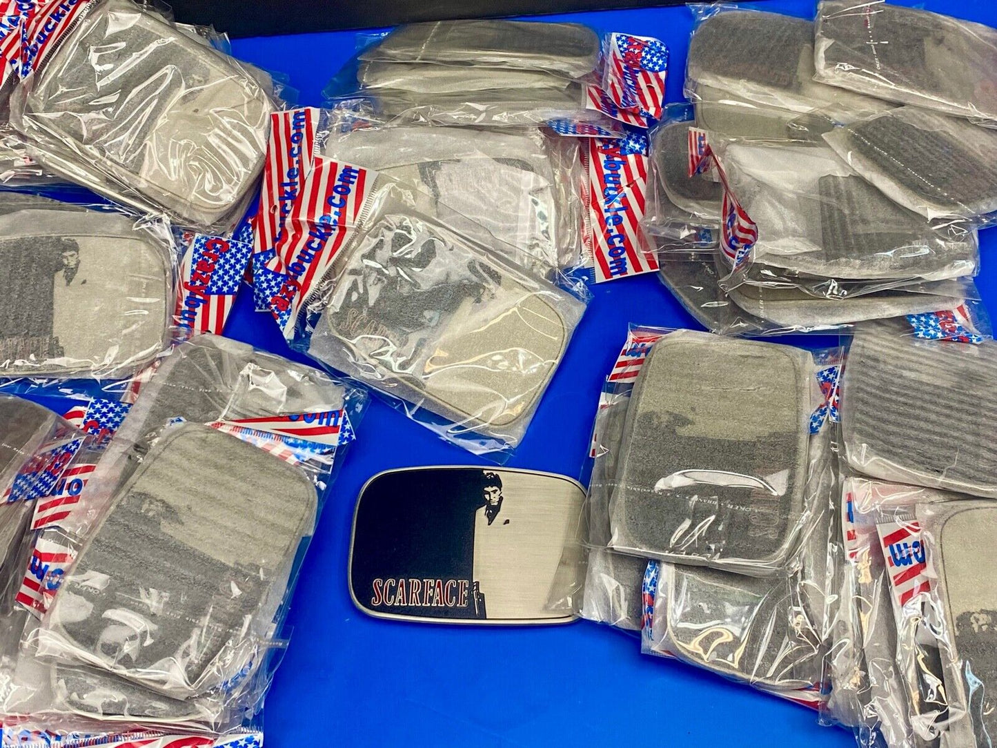 50 Pack!  Bulk lot of Scarface Movie belt buckle -  Resale Lot Grab Bag Project