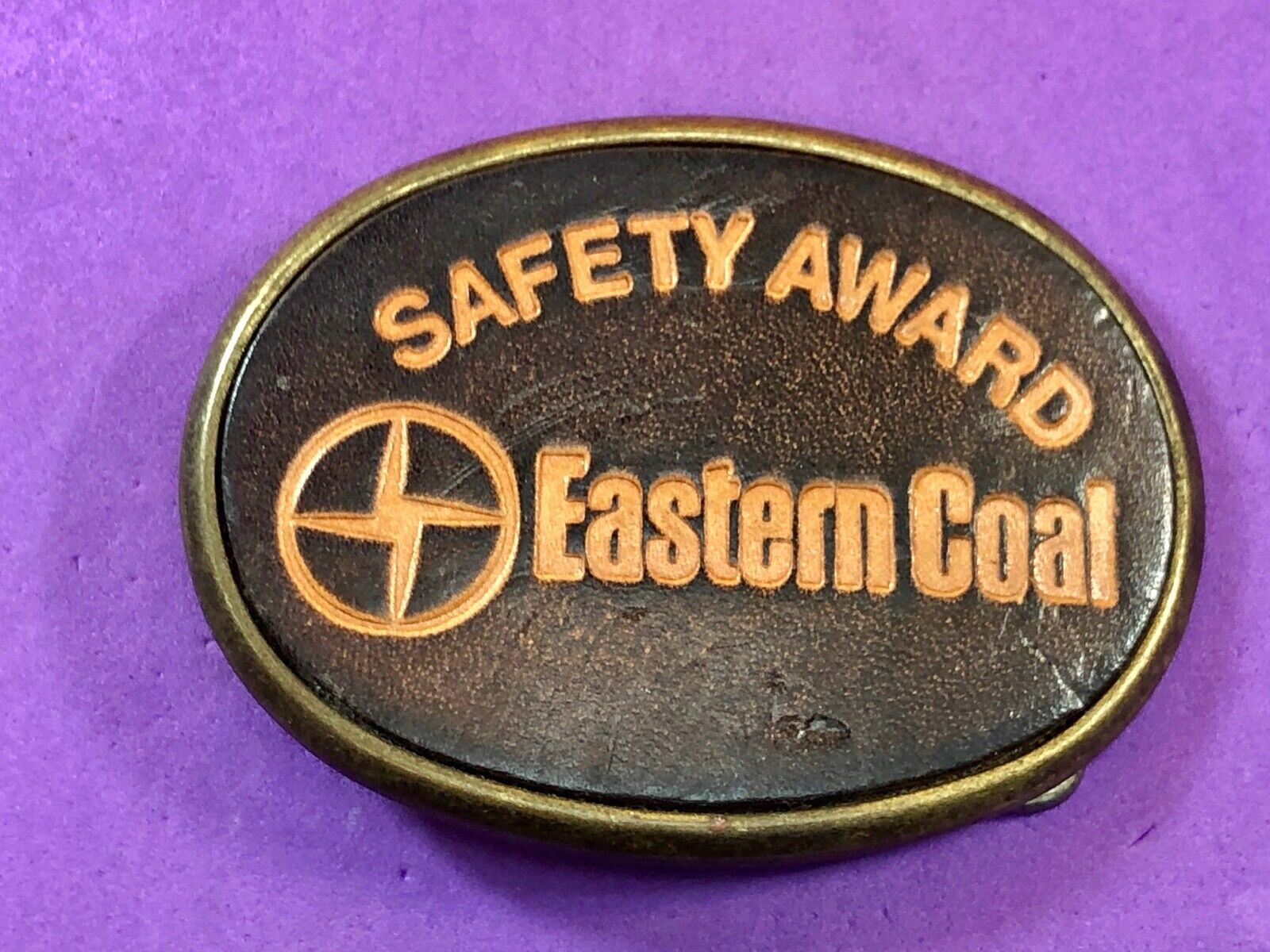 Vintage Leather El-Cid belt buckle Safety Award for Easter Coal 