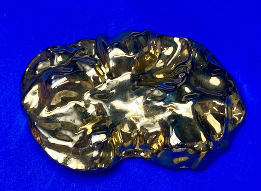 Vintage chunky gold tone crinkle pattern 4" wide scarf slide