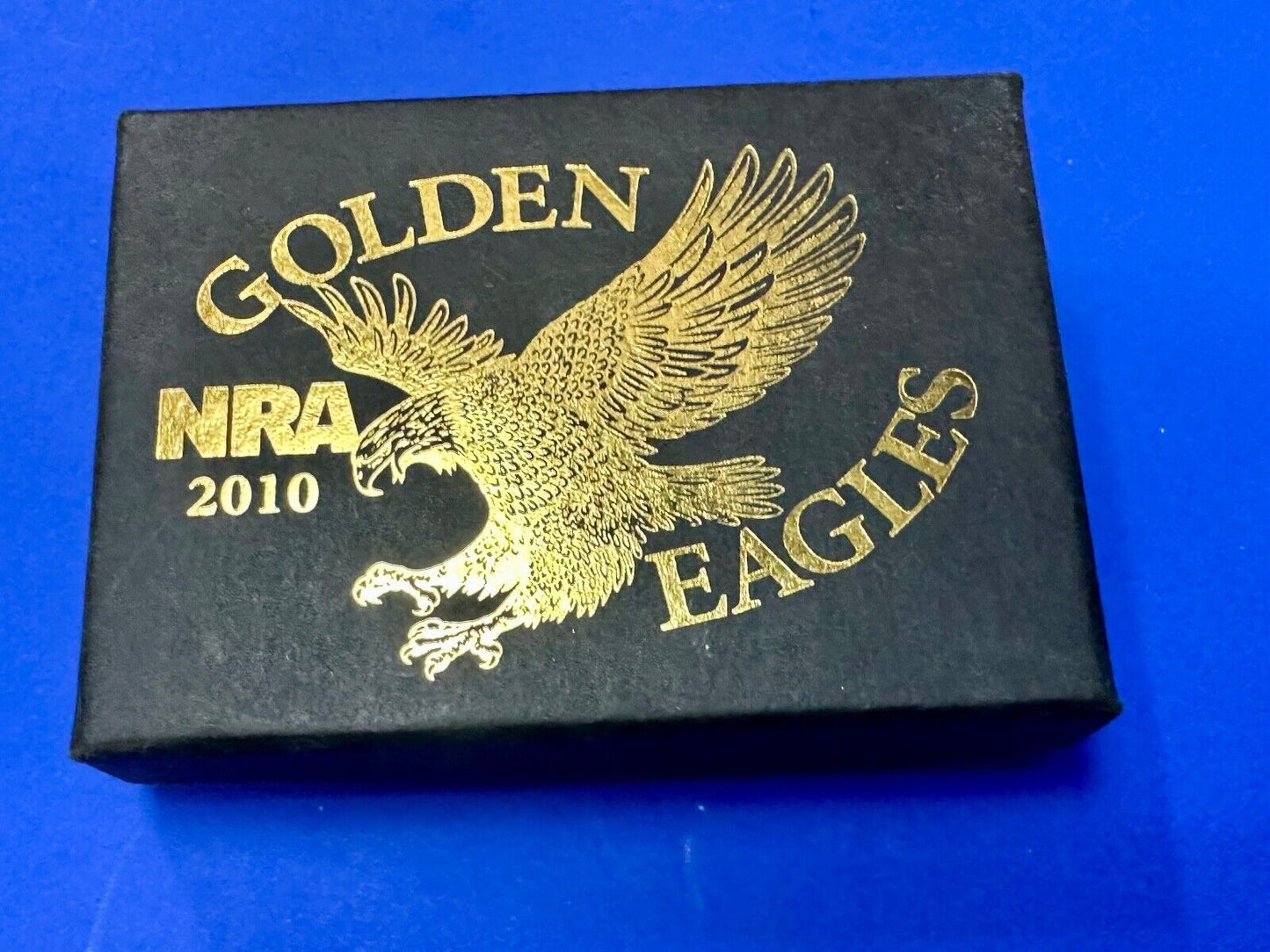 2013 NRA National Rifle Association Golden Eagle belt buckle in box with COA