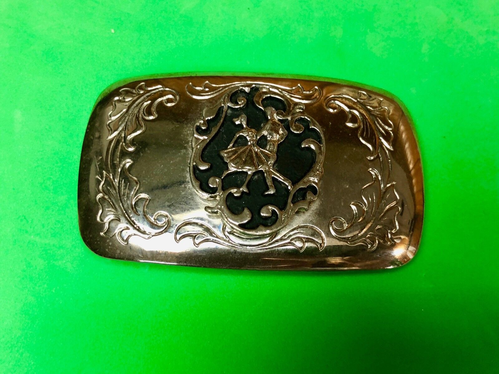 USA Made Western Belt Buckle - Square Line Country Music Dancing Couple Lovers