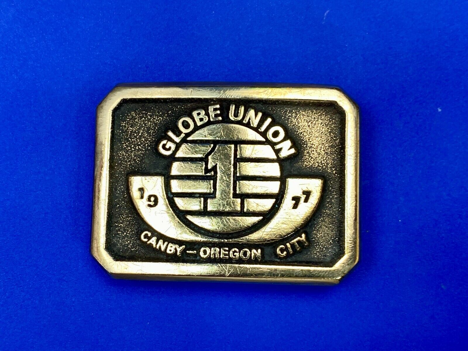 1977 Globe Union Canby Oregon City Commemorative Sandcast Bronze Belt Buckle